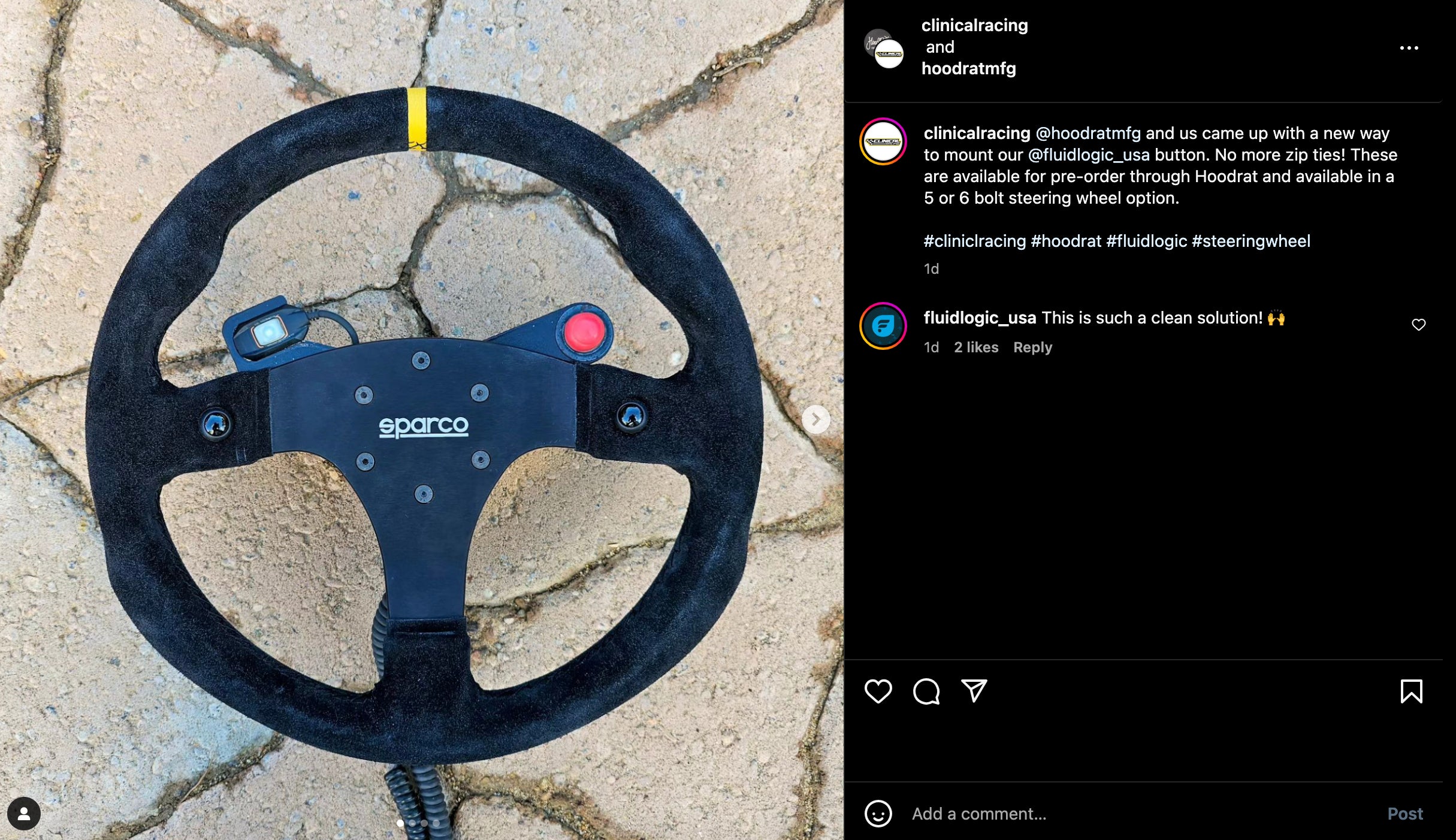 FluidLogic Steering Wheel Button Bracket